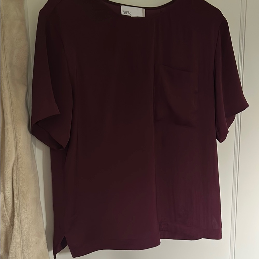 Relaxed Red Short Sleeve Blouse